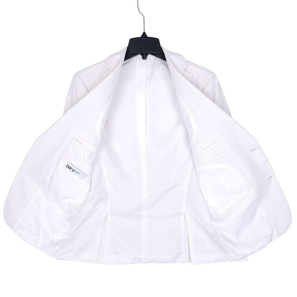 Bar III Mens Slim Fit Sport Coat Blazer 36S White Solid Linen Cotton Blend NWT - Picture 7 of 16